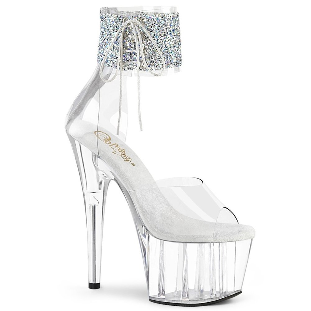 Pleaser Adore-724RS-02 Rhinestone Ankle Cuff Platform Sandal